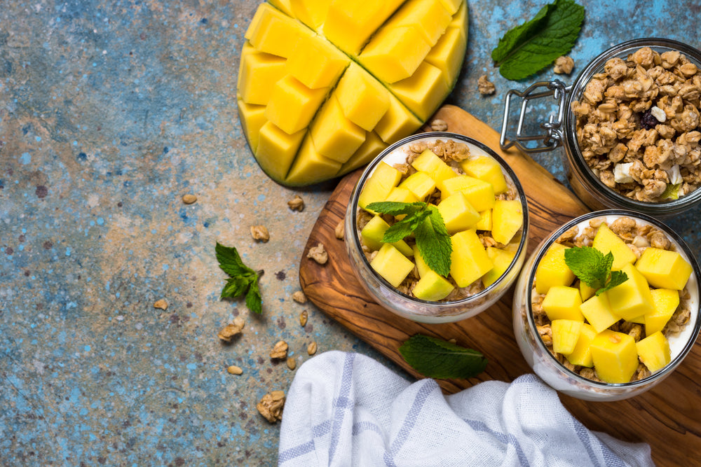 TROPICAL MANGO BANANA TRIFLE WITH CHIA SEEDS