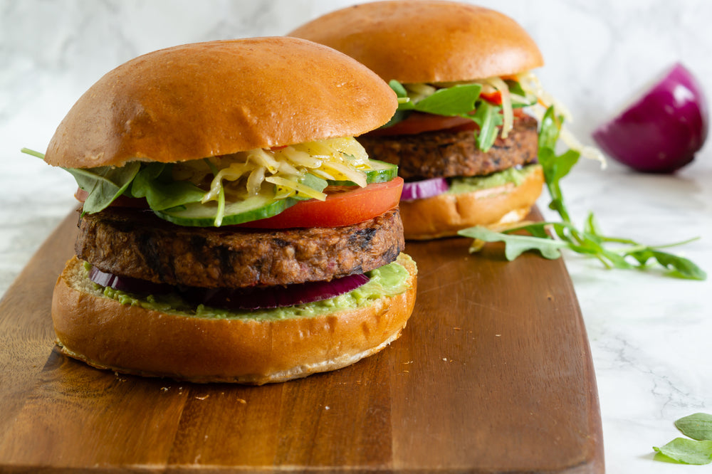 KIDNEY BEAN BURGER WITH MUSHROOMS