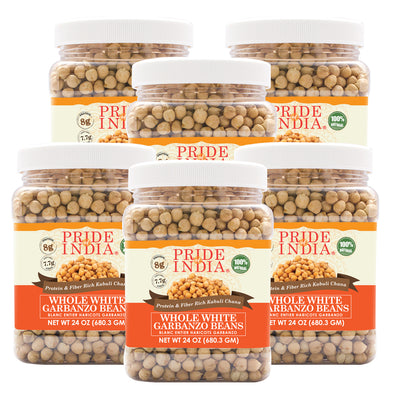 Indian Whole White Garbanzo Beans 10mm - Protein & Fiber Rich Kabuli Chana Jar - Pride Of India