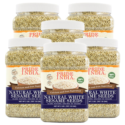 White Sesame Seeds Raw Unhulled - Calcium & Iron Superfood Jar - Pride Of India