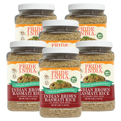 Extra Long Indian Brown Basmati Rice - Naturally Aged Healthy Grain Jar - Pride Of India