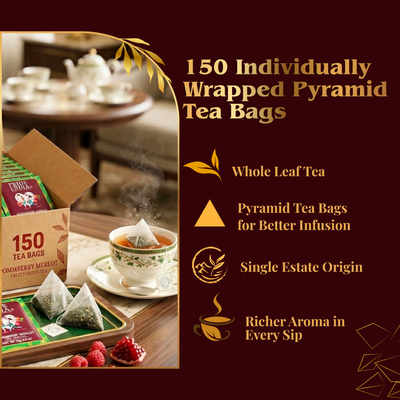 Pride of India Pommberry Merlot Green Tea - 150 Individually Wrapped Full Leaf Pyramid Tea Bags | Fruity Green Tea Bulk Pack for Food Service, Cafes, Hotels, Offices & Daily Tea Drinkers