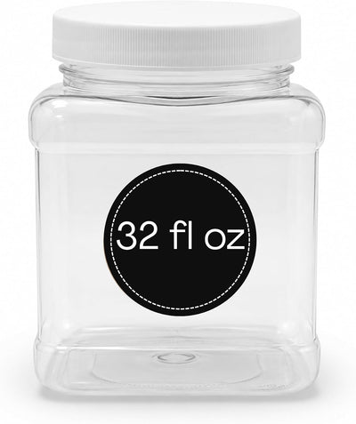 Clear PET Plastic Grip Dry/Liquid Food Storage Jars w/ Caps (Food Grade - BPA Free)