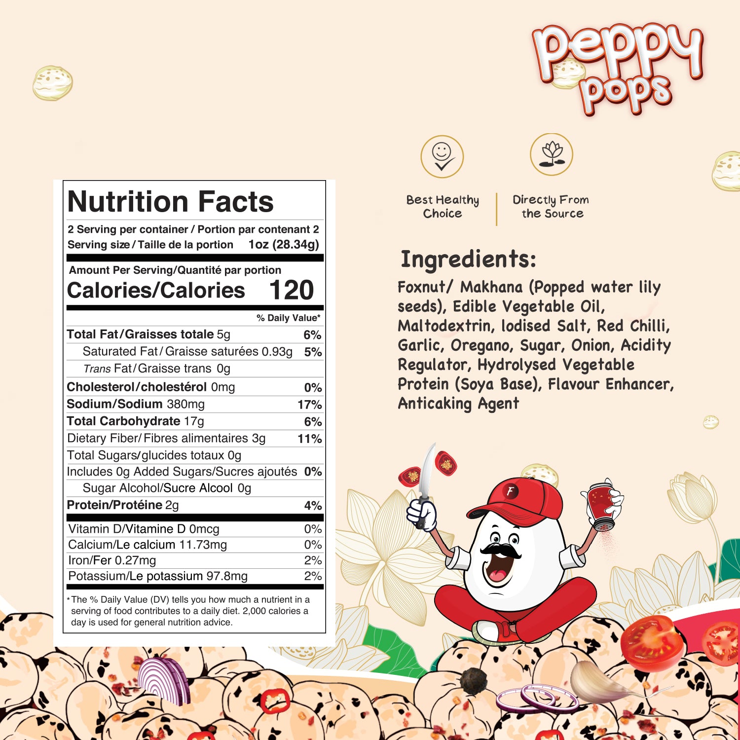 PEPPY POPS PERI PERI ROASTED FOXNUTS - Pride Of India