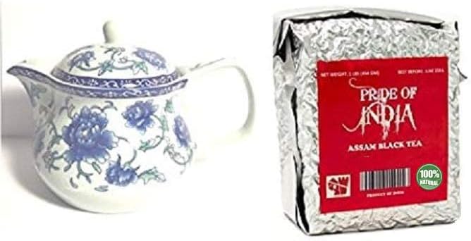 Pride Of India-Natural Indian Oolong Tea - Half Pound Full Leaf & Tempered 3-Cup Glass Tea Pot w/Removable Infuser - 25 Fluid Ounces Combo Pack LIMITED TIME SALE PRICE: $24.99