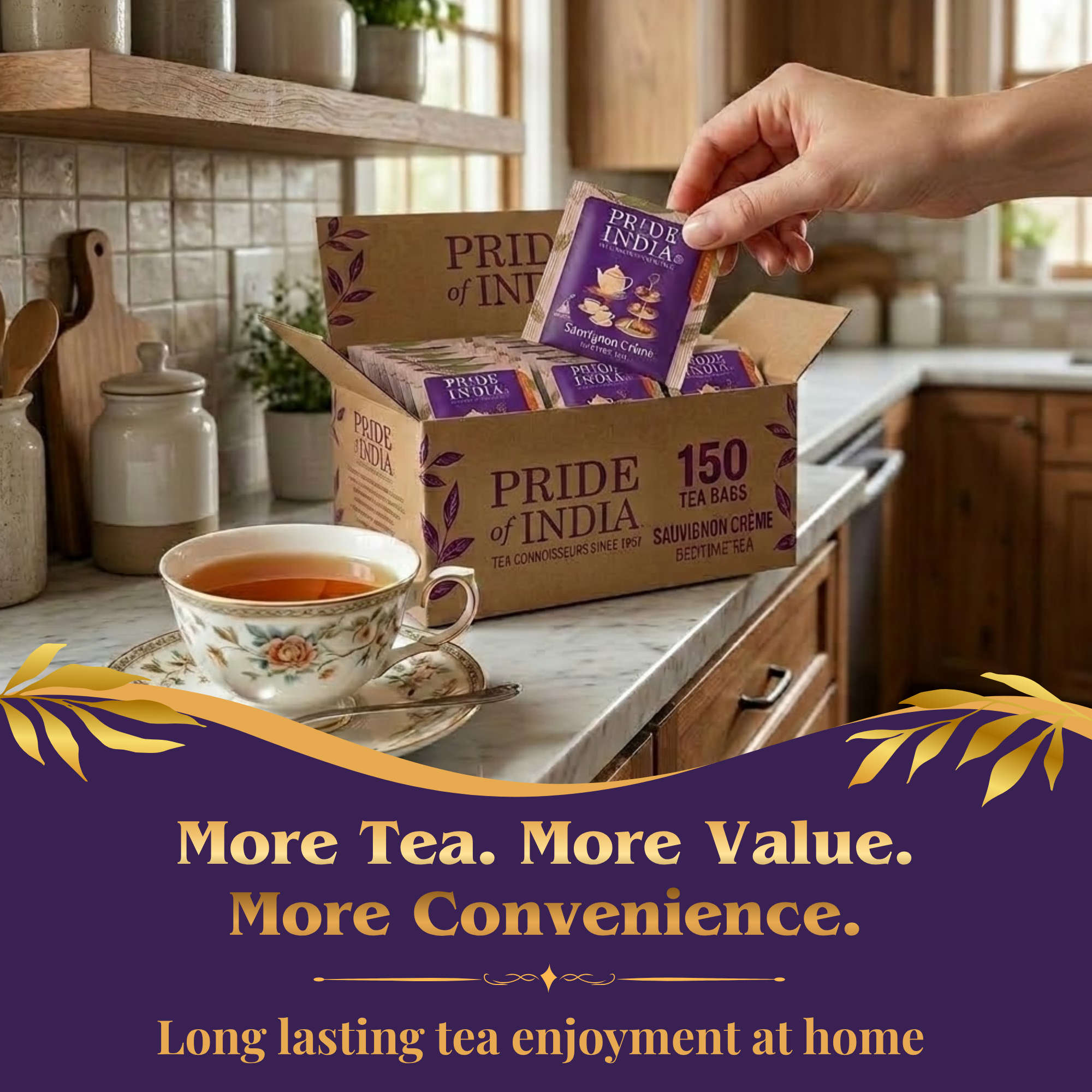 Pride of India Sauvignon Crème Oolong Tea - 150 Individually Wrapped Full Leaf Pyramid Tea Bags | Peach Oolong Tea Bulk Pack for Food Service, Cafes, Hotels, Offices & Daily Tea Drinkers