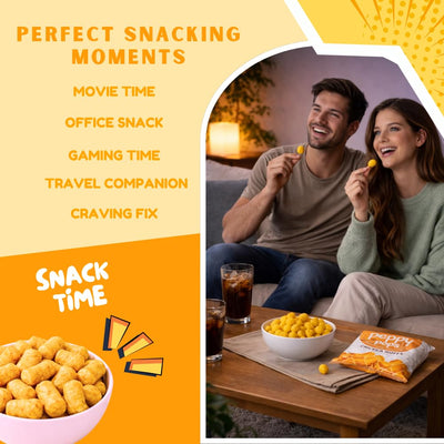 Peppy Pops Chickpea Puffs Cheese Blast Flavor - 6 Pack, 12 oz | Cheesy High Protein Snacks | Crunchy Better-for-You Snack and Healthy Alternative to Chips with 6g Protein Per Bag