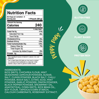 Peppy Pops Chickpea Puffs Cool Zest Flavor - 6 Pack, 12 oz | Refreshing Mint Flavored High Protein Snacks | Healthy Alternative to Chips and Better-for-You Crunchy Snack with 6g Protein Per Bag