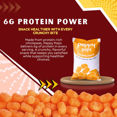 Peppy Pops Chickpea Puffs BBQ Blaze Flavor - 6 Pack, 12 oz | Smoky Barbecue Flavored High Protein Snacks | Healthy Alternative to Chips, Better-for-You Crunchy Snack with 6g Protein Per Bag