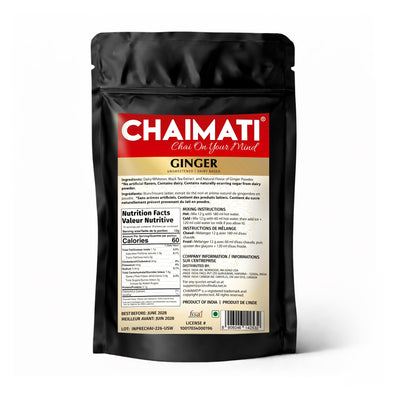 Chaimati Unsweetened Ginger Chai Mix, 2 LB (908 gm) | No Added Sugar, Gluten Free, Dairy Based | Instant Powdered Tea, Makes 75 Cups | Natural Ginger Flavor | Ready in Seconds | Ht or Iced