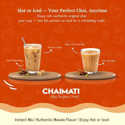 Chaimati Original Dairy-Free Instant Chai Mix, 2 LB (908 gm) | Sweetened, Vegan Friendly, Gluten Free | Powdered Tea, Makes 30 Cups | No Artificial Flavors | Ready in Seconds | Hot or Iced