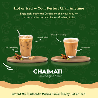 Chaimati Cardamom Dairy-Free Chai Mix, 2 LB (908 gm) | Sweetened, Vegan, Gluten Free, No Artificial Flavors | Instant Powdered Tea, Makes 30 Cups | Elaichi Flavor | Ready in Seconds | Hot or Iced