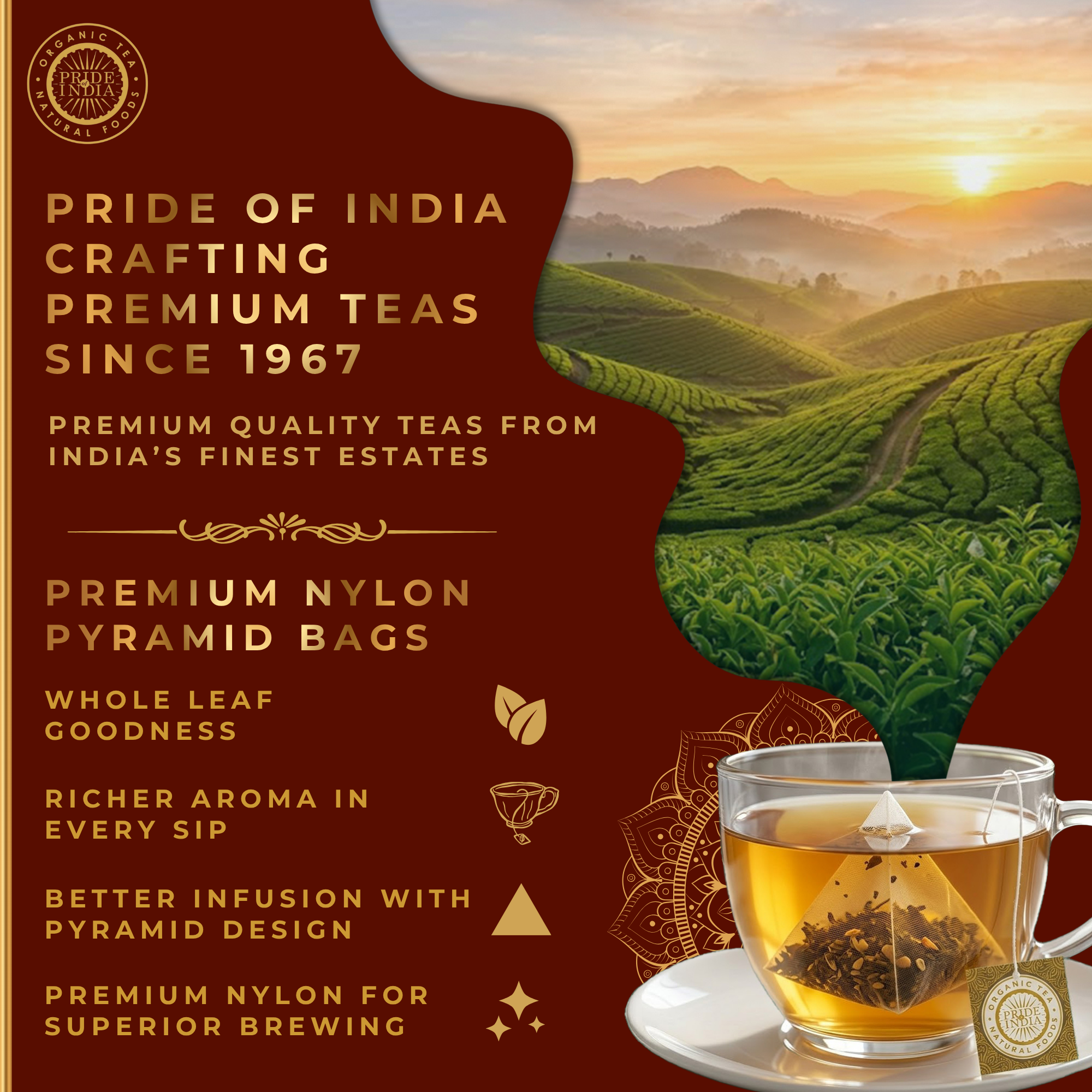 Premium Tea Chest – 6 Flavors, 72 Tea Bags (Classic & Herbal Options) - Pride Of India