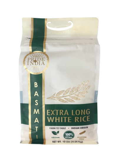 Extra Long Indian White Basmati Rice - Naturally Aged Aromatic Grain Jar - Pride Of India