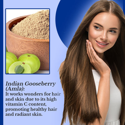 Hair Bliss- Natural Amla Gooseberry Herbal Hair & Skin Conditioning Powder- 12 Individual Sachets (10 gm each)- Reusable Brush & Tray Included - Pride Of India