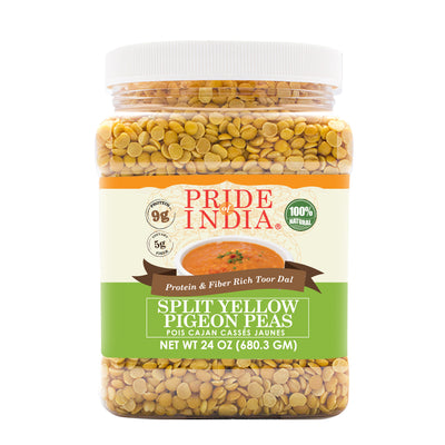 Indian Split Yellow Pigeon Peas - Protein & Fiber Rich Toor Dal Jar - Pride Of India