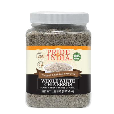 Whole White Chia Seeds - Omega-3 & Calcium Superfood Jar