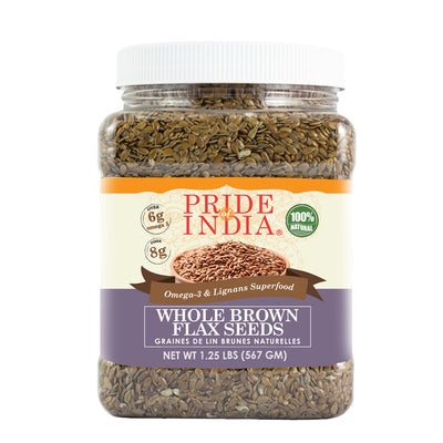 Whole Brown Flax Seeds - Omega-3 & Lignan Superfood Jar - Pride Of India