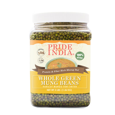 Indian Whole Green Mung Gram - Protein & Fiber Rich Moong Whole Jar - Pride Of India