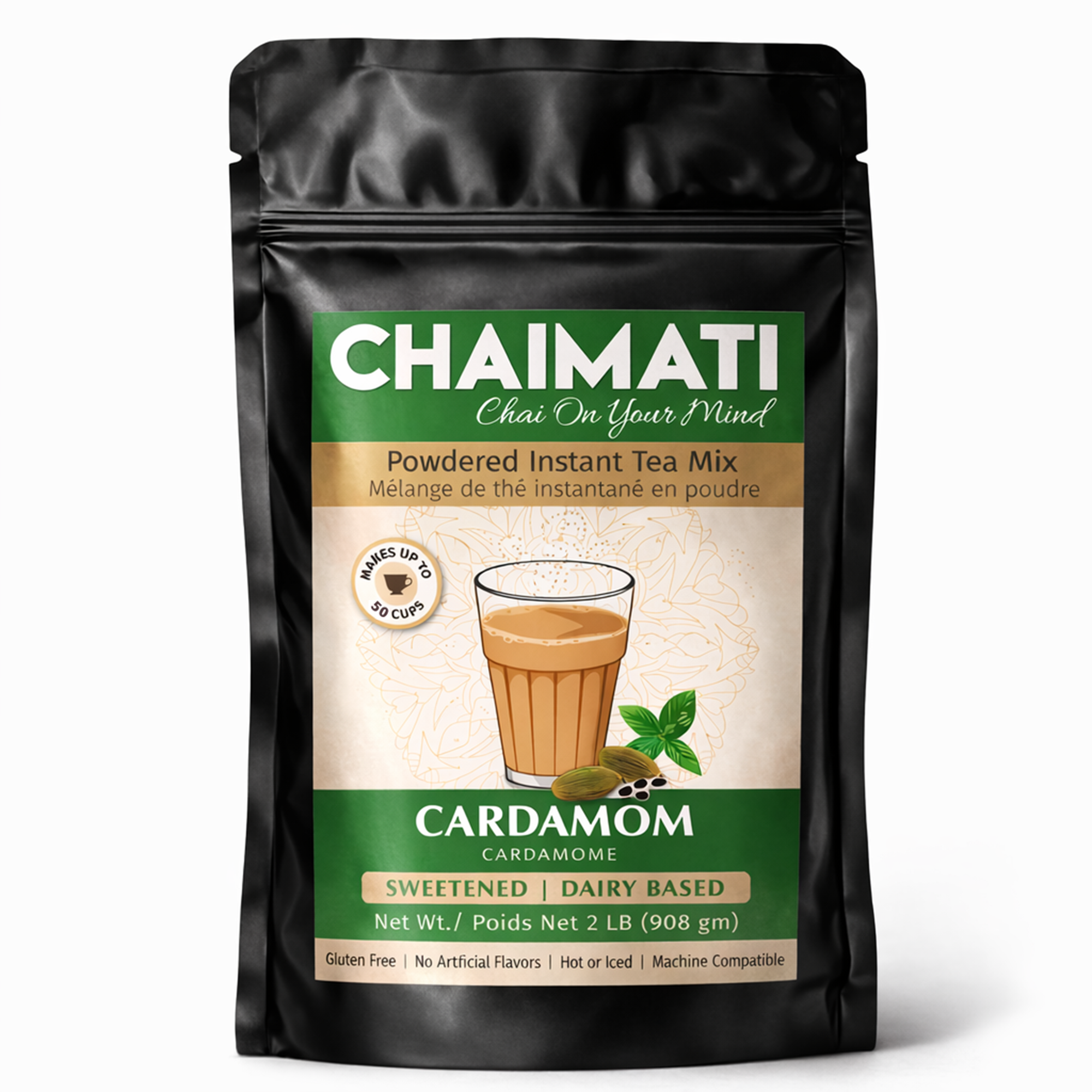 CHAIMATI Sweetened Instant Cardamom Chai Latte Premix - 2 lb