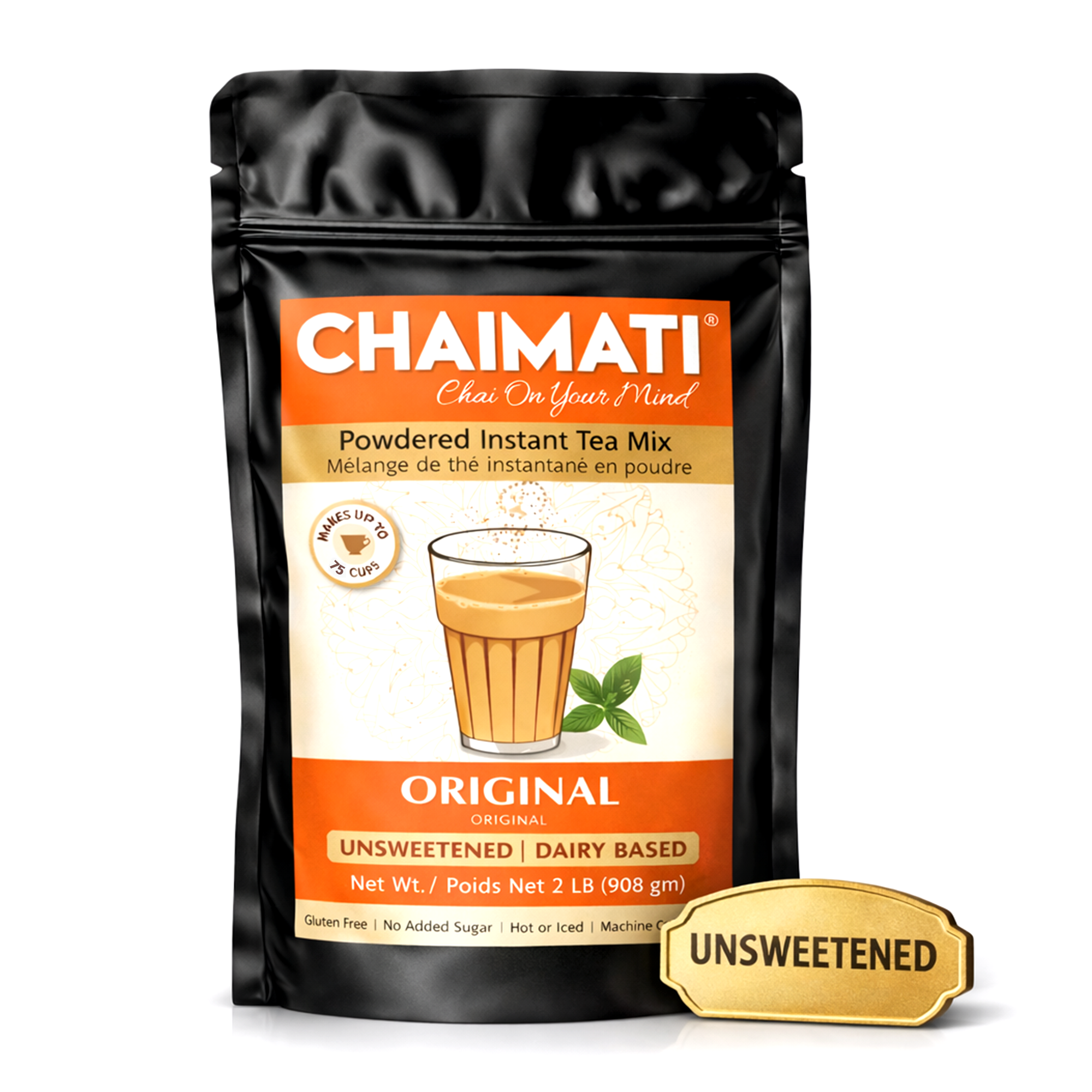 CHAIMATI Unsweetened Instant Original Chai Latte Premix - 2 lb