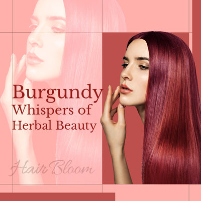 Hair Bloom Natural Burgundy Hair Color- Herbal Henna Burgundy Hair Color Powder- 12 individual sachets (10 gm each)- Reusable Brush & Tray Included - Pride Of India