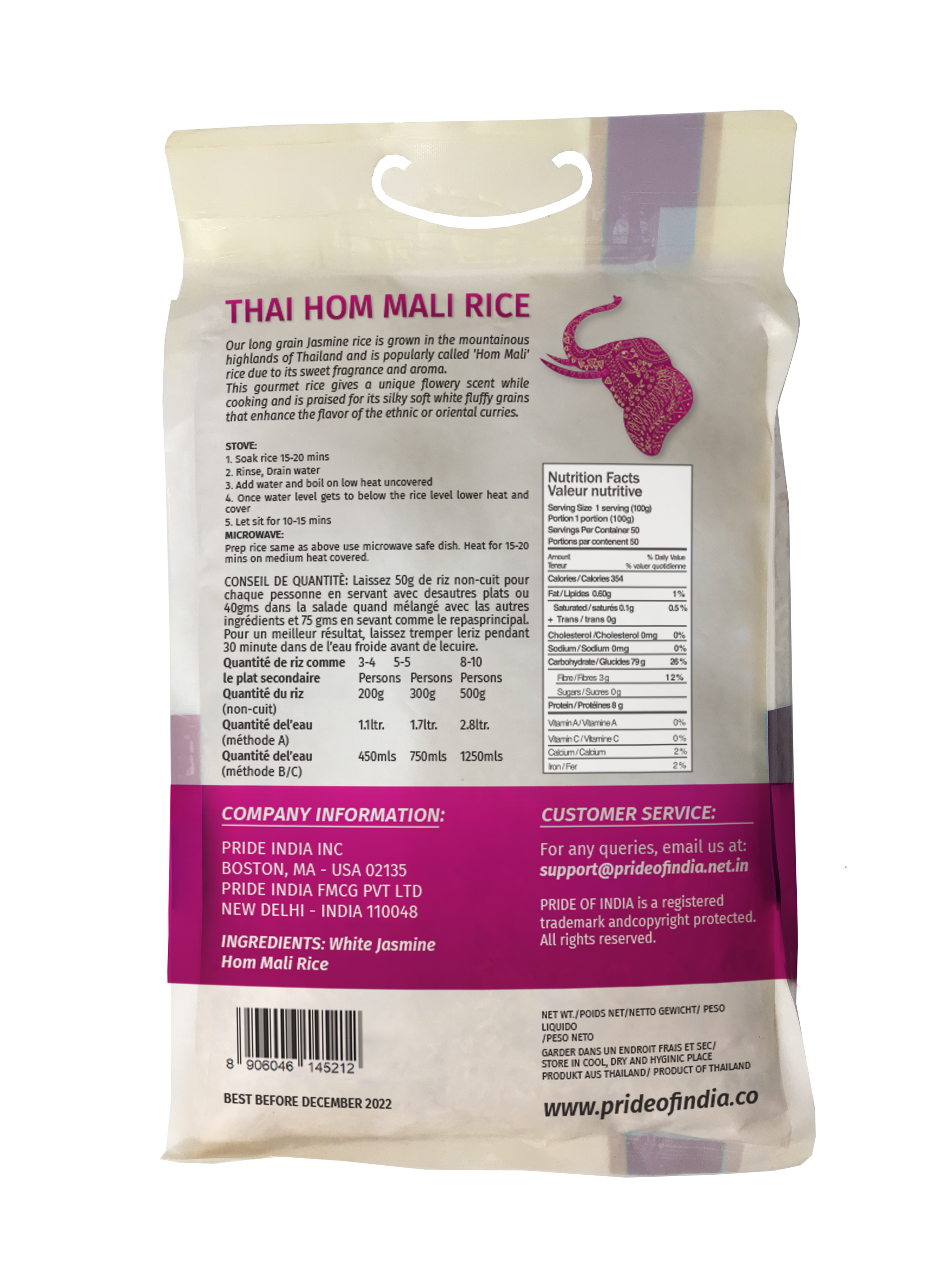 Thai White Jasmine Rice - Hom Mali Fragrant Long Grain Jar - Pride Of India