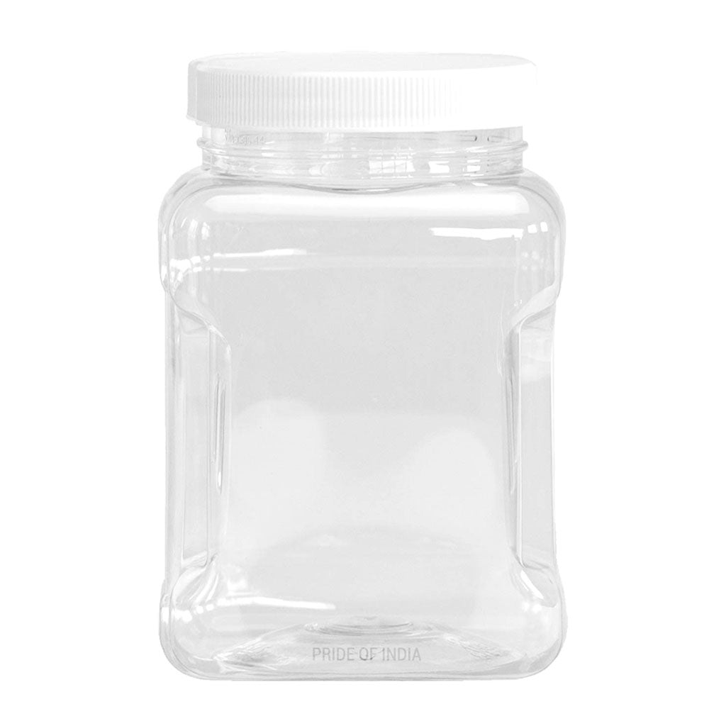 Clear PET Plastic Grip Dry/Liquid Food Storage Jars w/ Caps (Food Grade - BPA Free) - Pride Of India