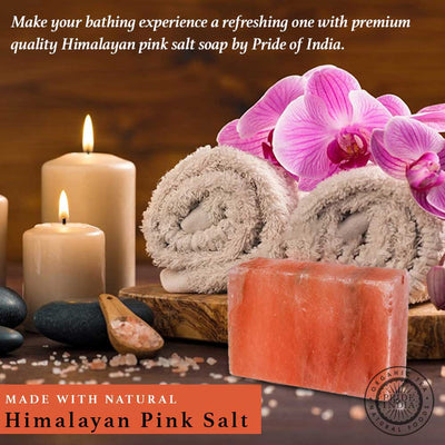 Himalayan Pink Salt Soap by Pride of India – Mineral Rich – Massage Bar/ Spa Ritual at Home – Chemical-free/Natural Occurring Salt Crystals Soap – Good for Skin/Hydrating - Pride Of India