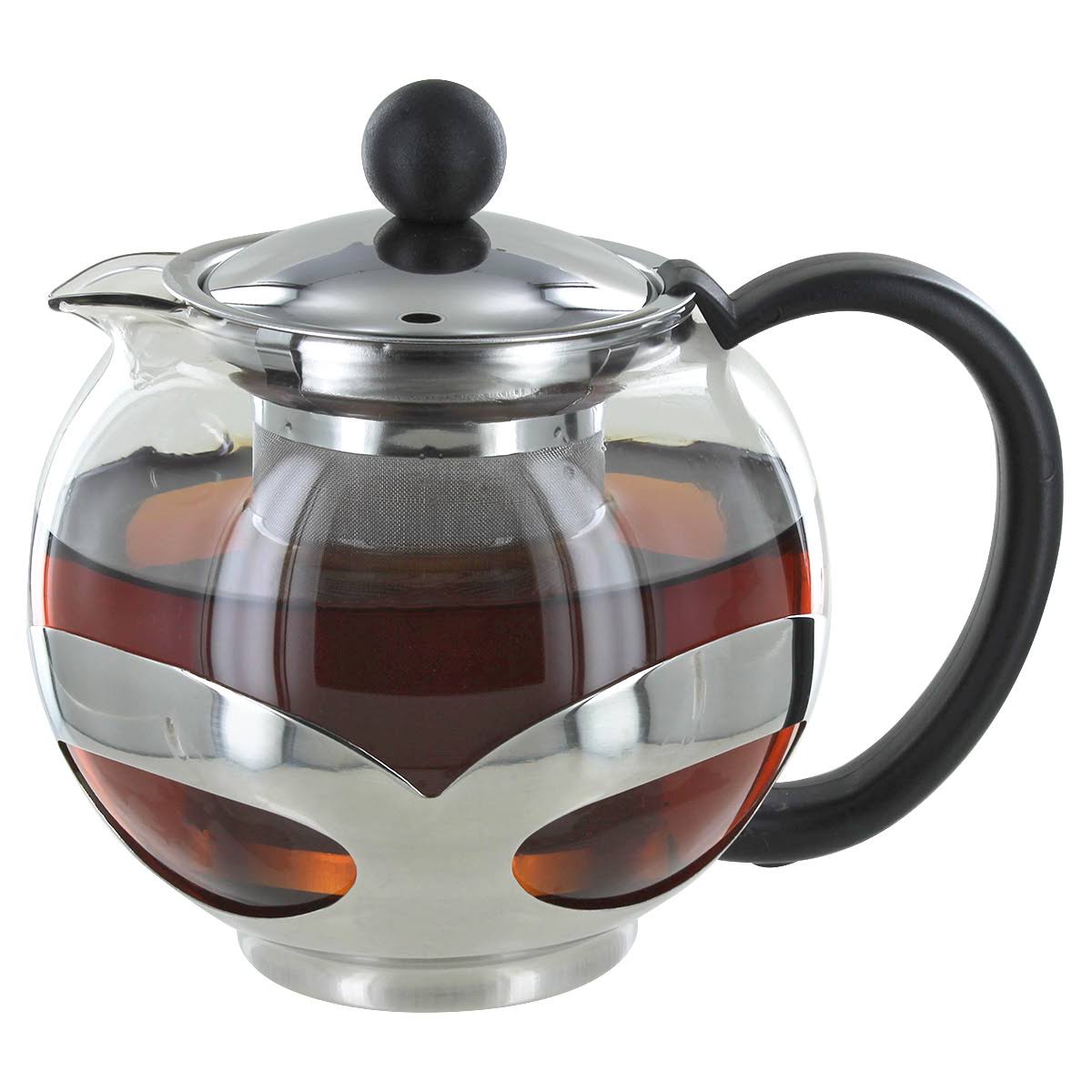 Metallic Glass Tea Pot for 2 or More w/ Removable Steel Infuser - Pride Of India