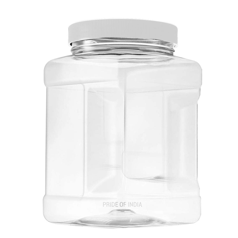 Clear PET Plastic Grip Dry/Liquid Food Storage Jars w/ Caps (Food Grade - BPA Free) - Pride Of India