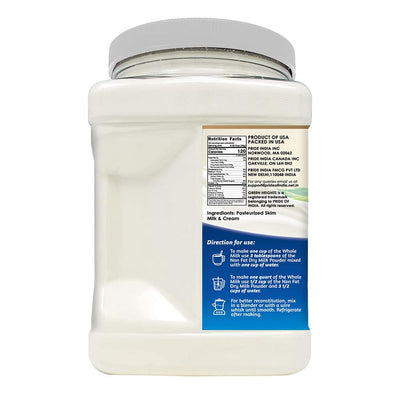 Non Fat Dry Milk Powder - 3 Pounds / 1.36 Kilo Jar by Green Heights - Pride Of India