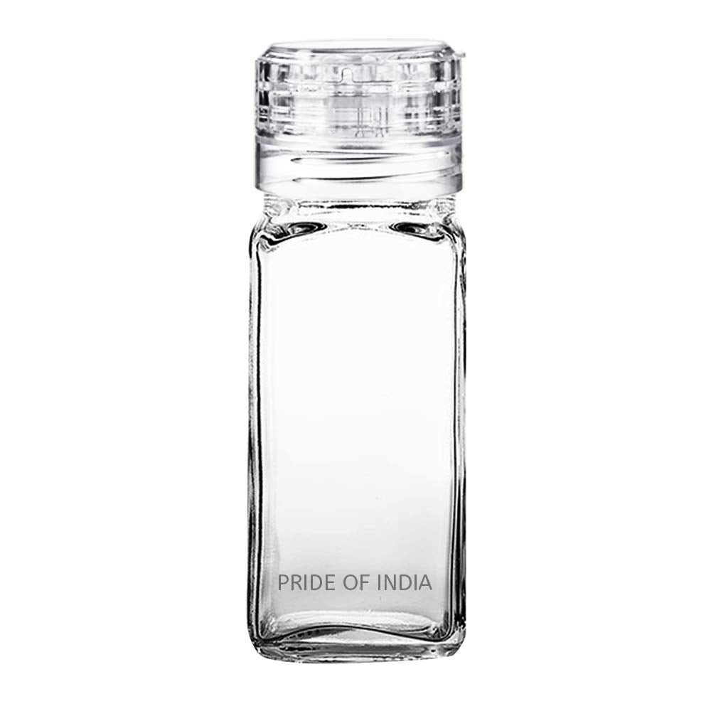 Small Clear Square Glass Spice Jar & Adjustable Grinder Cap | Value Pack of 6