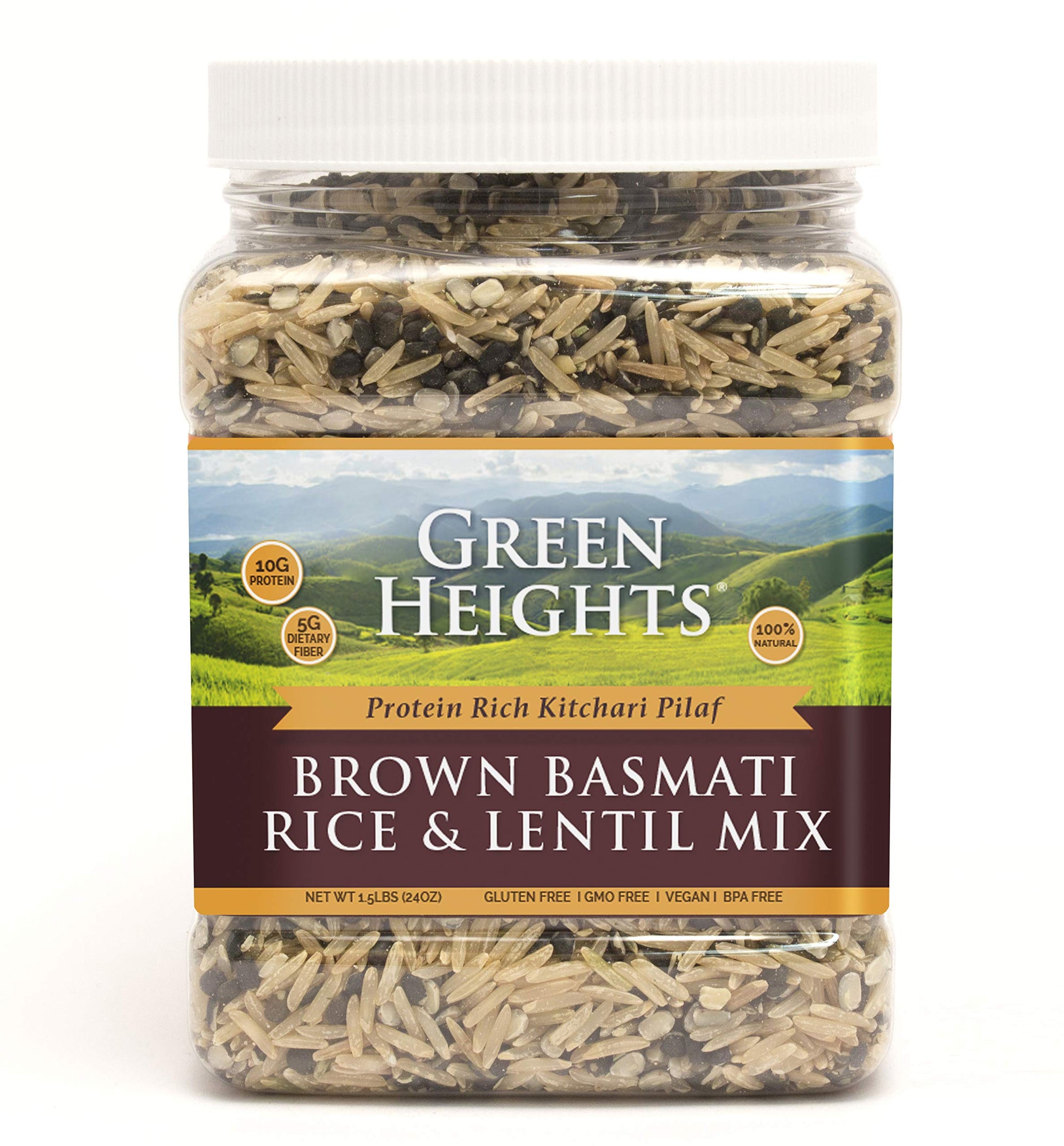 Brown Rice & Black Bean Superfood Mix - 1.5 lbs Jar (15+ Servings) by Green Heights - Pride Of India