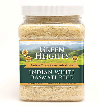 White Basmati Rice - 2.2 lbs Jar by Green Heights - Pride Of India