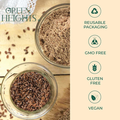 Brown Flax Meal Flour - 2 Pound / 907 grams Jar by Green Heights - Pride Of India