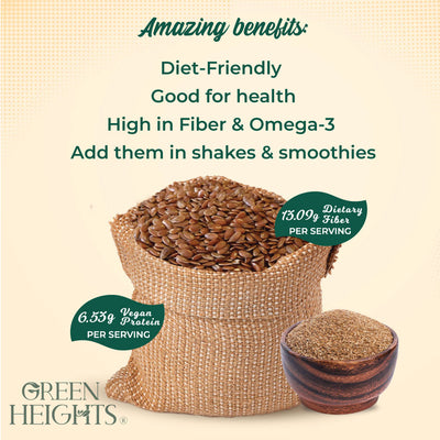 Brown Flax Meal Flour - 2 Pound / 907 grams Jar by Green Heights - Pride Of India