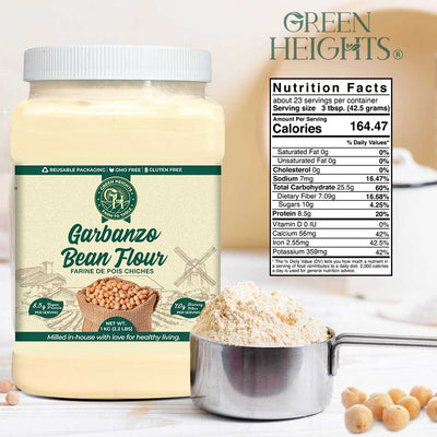 Garbanzo Bean Flour by Green Heights, 2.2 Pound Jar (1 KG) by Green Heights - Pride Of India