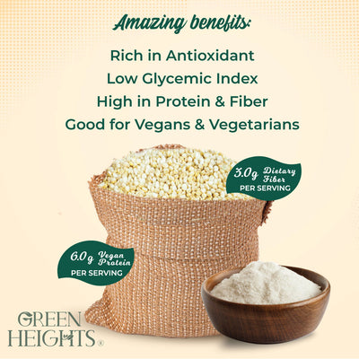 White Quinoa Flour - 2.2 Pound / 1 KG Jar by Green Heights - Pride Of India
