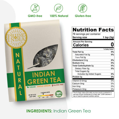 WHOLETEA Natural Indian Green Full Leaf Tea - Pride Of India