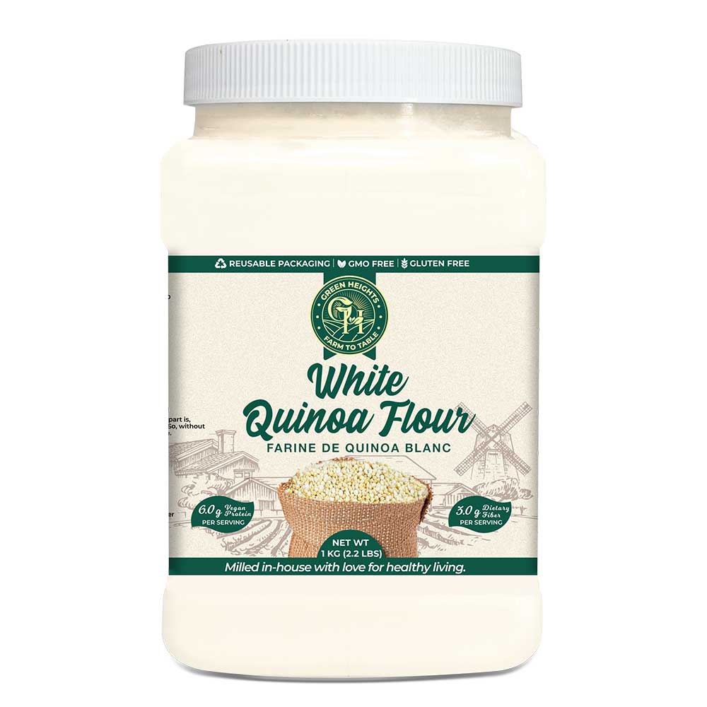 White Quinoa Flour - 2.2 Pound / 1 KG Jar by Green Heights - Pride Of India