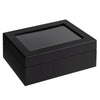 Wooden Black Matte Finish Tea Chest, 6 Chambers - Holds 90 Tea Bags - Pride Of India
